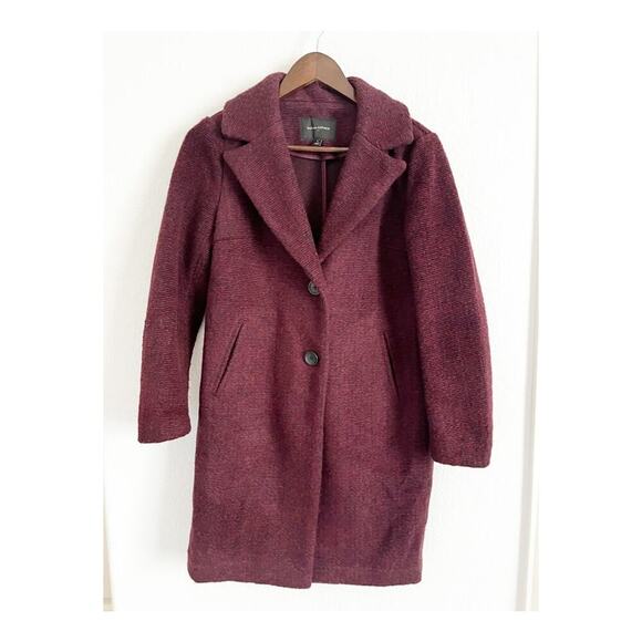Banana Republic Knit Wool Overcoat Boucle Fall Coat Two Button Burgundy Wine S - Picture 4 of 10